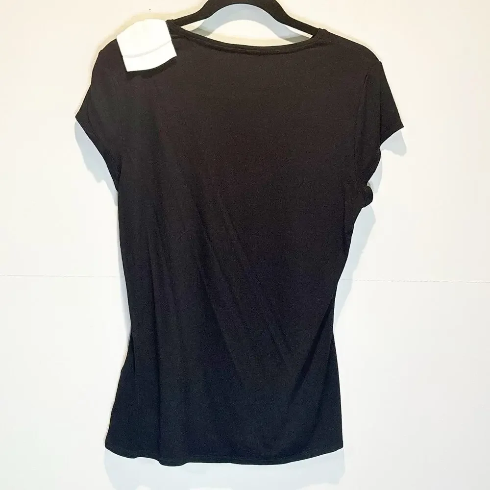 Ted Baker Tuline Black Short Sleeve Tee with Bow Accent - size 3 (US 8) - Picture 4 of 7